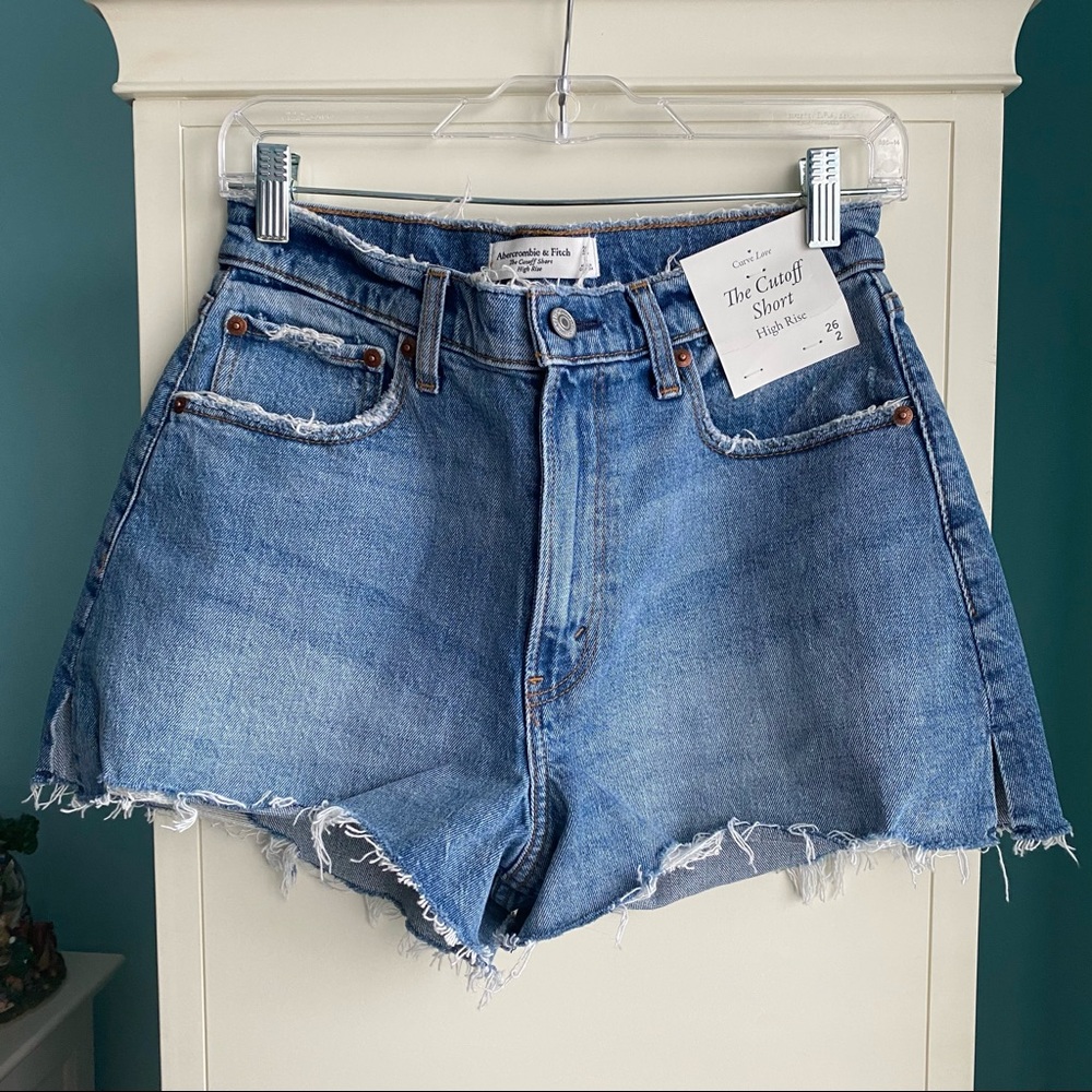 Abercrombie & Fitch Light Blue Distressed Cutoff Jean Shorts